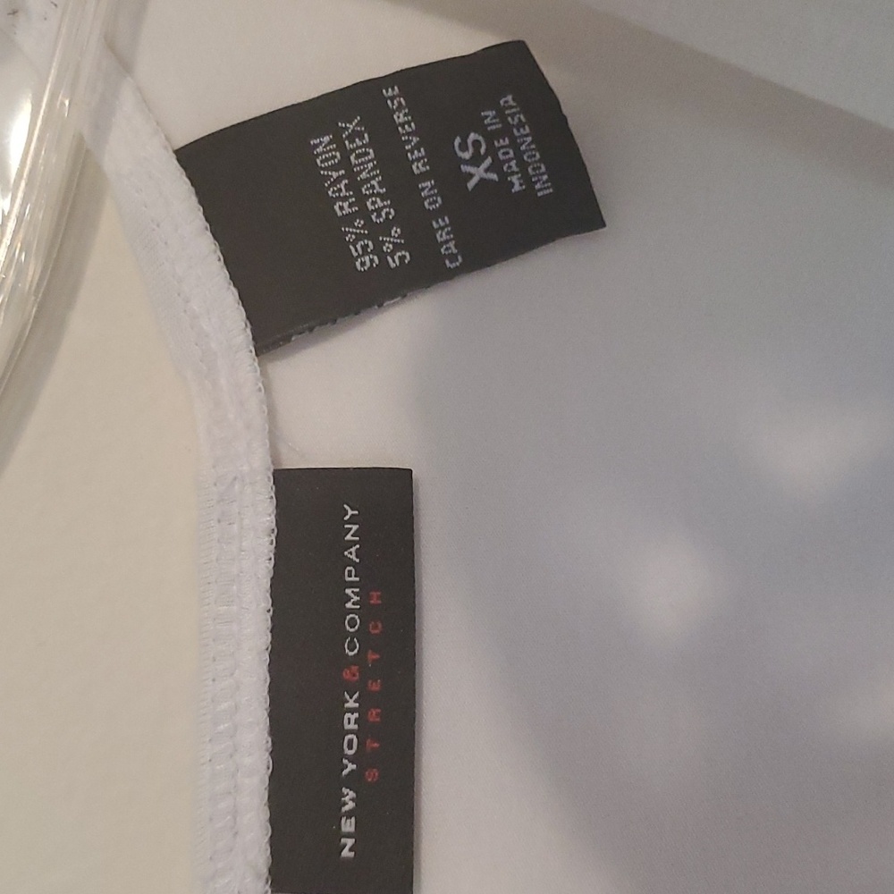 New York and Company Stretch white Sleeveless V neck dressy tank top - Picture 2 of 5